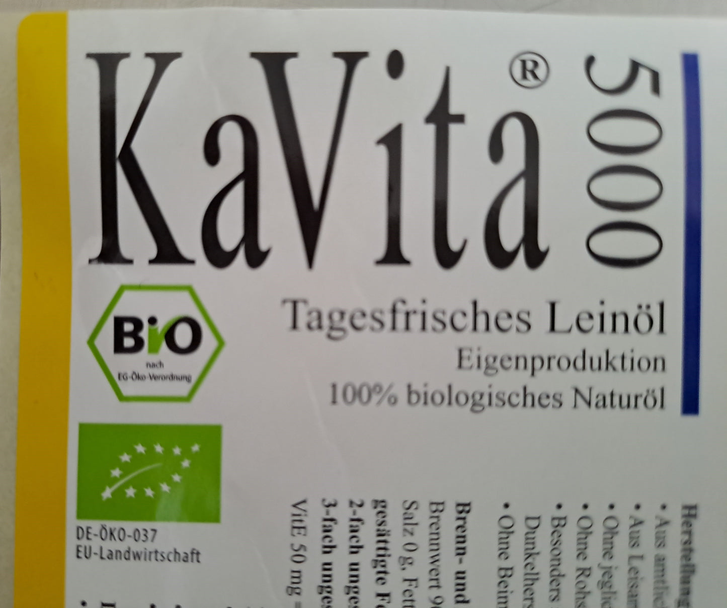 KaVita 5000 BIO-Leinöl tagesfrisch